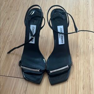 Jimmy Choo Black Stiletto Heels Strappy Sandals